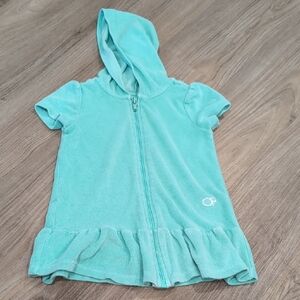 Kids Aqua Hooded Zip-Up Cover Up Size 2t